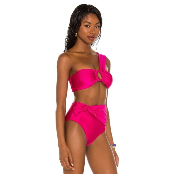 PatBO One Shoulder Bikini Top in Pink - Picture 2 of 4